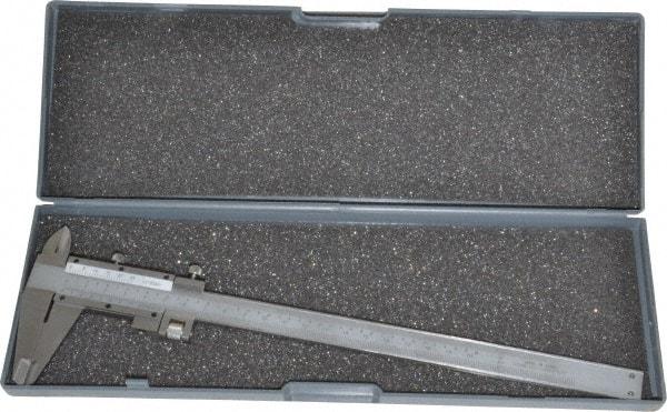 Value Collection - 0 to 8" Stainless Steel Vernier Caliper - 0.02mm Graduation, 1.9685" Jaw Depth, 0.0012" Accuracy, Includes Depth, Inside Diameter, Outside Diameter, Step - USA Tool & Supply