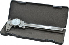 Fowler - 0" to 6" Range, 0.001" Graduation, 0.1" per Revolution, Dial Caliper - White Face, 1.6" Jaw Length - USA Tool & Supply