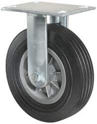 Hamilton - 8" Diam x 2-1/2" Wide x 9-1/2" OAH Top Plate Mount Swivel Caster - Rubber, 400 Lb Capacity, Ball Bearing, 4-1/2 x 6-1/4" Plate - USA Tool & Supply