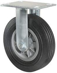 Hamilton - 8" Diam x 2-1/2" Wide x 9-1/2" OAH Top Plate Mount Swivel Caster - Rubber, 400 Lb Capacity, Ball Bearing, 4-1/2 x 6-1/4" Plate - USA Tool & Supply