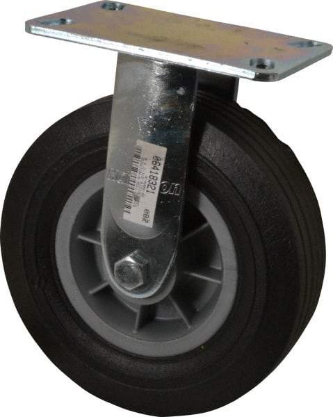 Hamilton - 8" Diam x 2-1/2" Wide x 9-1/2" OAH Top Plate Mount Rigid Caster - Rubber, 400 Lb Capacity, Ball Bearing, 4-1/2 x 6-1/4" Plate - USA Tool & Supply