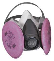 3M - Size S, P100 NIOSH Filter Rating, Thermoplastic Elastomer, Half Mask Facepiece Respirator Assembly - Protection from Oil and Non-Oil Based Particles, 4 Point Suspension - USA Tool & Supply