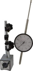 Mitutoyo - 0.001" Graduation, 0-100 Dial Reading, Indicator & Base Kit - 3.56" Dial Diam - USA Tool & Supply