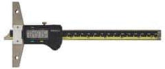Mitutoyo - 0" to 8" Stainless Steel Electronic Depth Gage - 0.03mm Accuracy, 0.01mm Resolution, 4" Base Length - USA Tool & Supply
