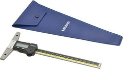 Mitutoyo - 0" to 6" Stainless Steel Electronic Depth Gage - 0.03mm Accuracy, 0.01mm Resolution, 4" Base Length - USA Tool & Supply