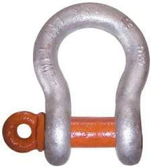 CM - 5/8" Nominal Chain Size, 5 Ton Alloy Steel Screw Anchor Shackle - 27/32" Diam, 3/4" Pin Diam, 1-1/16" Wide Inside Jaw, 1-1/2" Inside Width - USA Tool & Supply