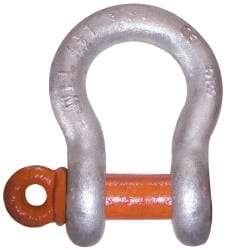 CM - 1-1/4" Nominal Chain Size, 18 Ton Alloy Steel Screw Anchor Shackle - 1-17/32" Diam, 1-3/8" Pin Diam, 2" Wide Inside Jaw, 2-7/8" Inside Width - USA Tool & Supply