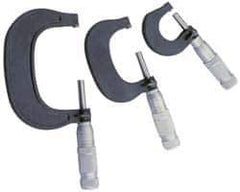 TESA Brown & Sharpe - 0 to 3" Range, 3 Piece Mechanical Outside Micrometer Set - 0.0001" Graduation, 4 & 5µm Accuracy, Friction Thimble, Carbide Tipped Face - USA Tool & Supply