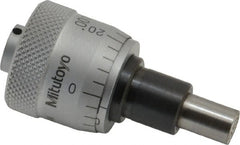 Mitutoyo - 1/4 Inch, 0.79 Inch Thimble, 6.35mm Diameter x 0.3543 Inch Long Spindle, Mechanical Micrometer Head - USA Tool & Supply