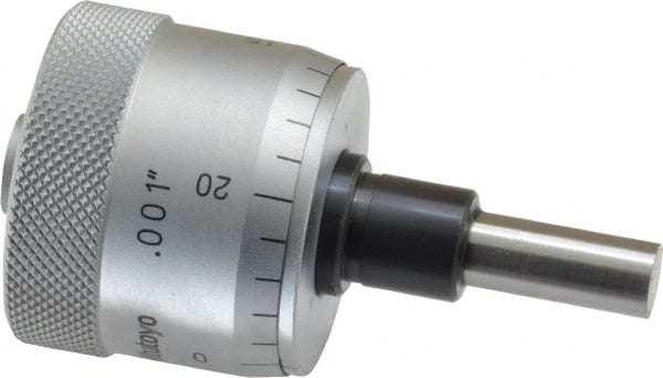 Mitutoyo - 1/2 Inch, 1.14 Inch Thimble, 6.35mm Diameter x 0.6102 Inch Long Spindle, Mechanical Micrometer Head - USA Tool & Supply