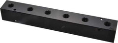Made in USA - 3/8" Inlet, 1/4" Outlet Manifold - 9-1/4" Long x 1-1/4" Wide x 1-1/4" High, 0.2" Mount Hole, 2 Inlet Ports, 6 Outlet Ports - USA Tool & Supply