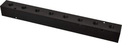 Made in USA - 3/8" Inlet, 1/4" Outlet Manifold - 12-1/4" Long x 1-1/4" Wide x 1-1/4" High, 0.2" Mount Hole, 2 Inlet Ports, 8 Outlet Ports - USA Tool & Supply