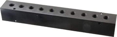 Made in USA - 1/2" Inlet, 1/4" Outlet Manifold - 10-3/4" Long x 1-1/2" Wide x 1-1/2" High, 0.2" Mount Hole, 2 Inlet Ports, 10 Outlet Ports - USA Tool & Supply