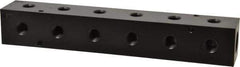 Made in USA - 1/2" Inlet, 1/4" Outlet Manifold - 9-1/4" Long x 1-1/2" Wide x 1-1/2" High, 0.2" Mount Hole, 2 Inlet Ports, 6 Outlet Ports - USA Tool & Supply