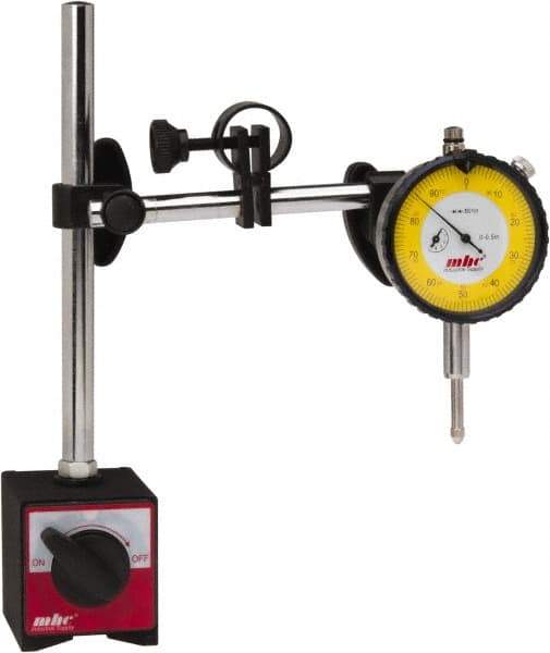 Value Collection - 0.001" Graduation, 0-100 Dial Reading, Indicator & Base Kit - C Holder, 0.001 Inch Graduation, Includes Dial Indicator, Magnetic Base - USA Tool & Supply