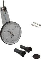 TESA Brown & Sharpe - 0.03 Inch Range, 0.0005 Inch Dial Graduation, Horizontal Dial Test Indicator - 1-1/2 Inch White Dial, 0-15-0 Dial Reading, Accurate to 0.0005 Inch - USA Tool & Supply