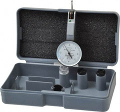 TESA Brown & Sharpe - 0.008 Inch Range, 0.0001 Inch Dial Graduation, Horizontal Dial Test Indicator - 1 Inch White Dial, 0-4-0 Dial Reading, Accurate to 0.0001 Inch - USA Tool & Supply