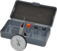 TESA Brown & Sharpe - 0.008 Inch Range, 0.0001 Inch Dial Graduation, Horizontal Dial Test Indicator - 1-1/2 Inch White Dial, 0-4-0 Dial Reading, Accurate to 0.0001 Inch - USA Tool & Supply