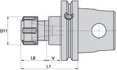 Kennametal - 0.04" to 5/8" Capacity, 120mm Projection, Modular Connection, ER25 Collet Chuck - 160mm OAL - Exact Industrial Supply