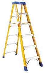 Made in USA - 9 Steps, 16 Ft. High, Type IA Rating, Fiberglass Step Ladder - USA Tool & Supply