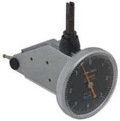 Peacock - 0.008 Inch Range, 0.0001 Inch Dial Graduation, Vertical Dial Test Indicator - 1-3/8 Inch Black Dial, 0-4-0 Dial Reading, Accurate to 0.0003 Inch - USA Tool & Supply