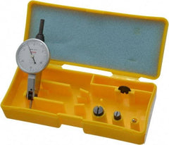 Peacock - 0.03 Inch Range, 0.0005 Inch Dial Graduation, Horizontal Dial Test Indicator - 1-3/8 Inch White Dial, 0-15-0 Dial Reading, Accurate to 0.0005 Inch - USA Tool & Supply