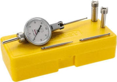 Peacock - 0.04 Inch Range, 0.0005 Inch Dial Graduation, Horizontal Dial Test Indicator - 1-3/8 Inch White Dial, 0-20-0 Dial Reading, Accurate to 0.001 Inch - USA Tool & Supply