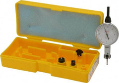 Peacock - 0.008 Inch Range, 0.0001 Inch Dial Graduation, Horizontal Dial Test Indicator - 1-3/8 Inch White Dial, 0-4-0 Dial Reading, Accurate to 0.0003 Inch - USA Tool & Supply