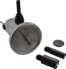 Peacock - 0.03 Inch Range, 0.0005 Inch Dial Graduation, Vertical Dial Test Indicator - 1-3/8 Inch White Dial, 0-15-0 Dial Reading, Accurate to 0.0005 Inch - USA Tool & Supply