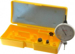 Peacock - 0.03 Inch Range, 0.0005 Inch Dial Graduation, Horizontal Dial Test Indicator - 1-53/64 Inch White Dial, 0-15-0 Dial Reading, Accurate to 0.0005 Inch - USA Tool & Supply