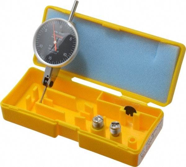 Peacock - 0.03 Inch Range, 0.0005 Inch Dial Graduation, Horizontal Dial Test Indicator - 1-3/8 Inch Black Dial, 0-15-0 Dial Reading, Accurate to 0.0005 Inch - USA Tool & Supply