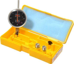 Peacock - 0.008 Inch Range, 0.0001 Inch Dial Graduation, Horizontal Dial Test Indicator - 1-53/64 Inch Black Dial, 0-4-0 Dial Reading, Accurate to 0.0003 Inch - USA Tool & Supply