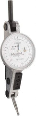 INTERAPID - 0.06 Inch Range, 0.001 Inch Dial Graduation, Horizontal Dial Test Indicator - 1.2 Inch White Dial, 0-15-0 Dial Reading - USA Tool & Supply