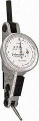 INTERAPID - 0.016 Inch Range, 0.0001 Inch Dial Graduation, Horizontal Dial Test Indicator - 1.2 Inch White Dial, 0-4-0 Dial Reading - USA Tool & Supply