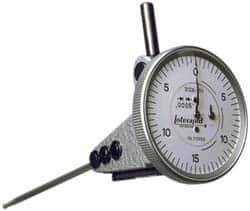 INTERAPID - 0.06 Inch Range, 0.0005 Inch Dial Graduation, Vertical Dial Test Indicator - 1-1/2 Inch White Dial, 0-15-0 Dial Reading - USA Tool & Supply