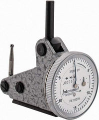 INTERAPID - 0.06 Inch Range, 0.0005 Inch Dial Graduation, Vertical Dial Test Indicator - 1.2 Inch White Dial, 0-15-0 Dial Reading - USA Tool & Supply