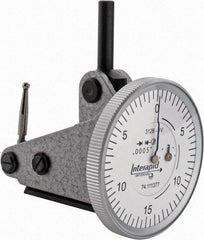 INTERAPID - 0.06 Inch Range, 0.0005 Inch Dial Graduation, Vertical Dial Test Indicator - 1-1/2 Inch White Dial, 0-15-0 Dial Reading - USA Tool & Supply