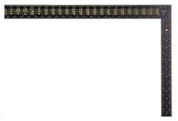 Stanley - 24" Blade Length x 16" Base Length, Black Finish, Aluminum Rafter Square - 1/16", 0.1", 0.083" Graduation, 1-1/2" Base Width - USA Tool & Supply