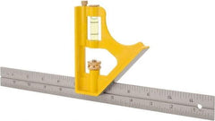 Stanley - 1 Piece, 12" Combination Square Set - 1/32, 1/16 & 1/8" (English) Graduation, Chrome Blade, Die Cast Metal Combination Head - USA Tool & Supply