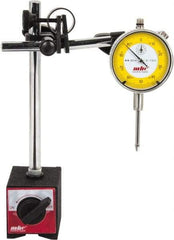 Value Collection - 0.001" Graduation, 0-100 Dial Reading, Indicator & Base Kit - 63mm Base Length x 50mm Base Width x 55mm Base Height, 2-9/32" Dial Diam - USA Tool & Supply