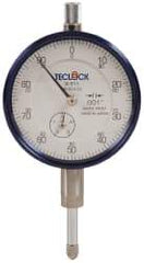 Teclock - 1/2" Range, 0-100 Dial Reading, 0.001" Graduation Dial Drop Indicator - 2-11/64" Dial, 0.1" Range per Revolution, 0.0009" Accuracy, Revolution Counter - USA Tool & Supply