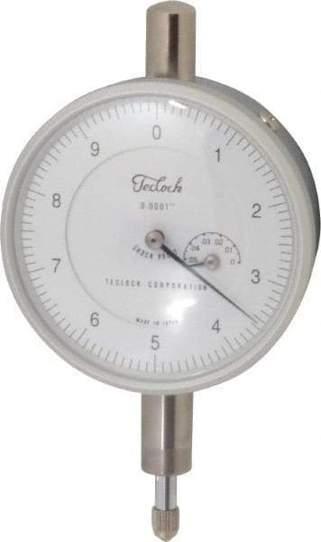 Teclock - 0.05" Range, 0-10 Dial Reading, 0.0001" Graduation Dial Drop Indicator - 2-13/64" Dial, 0.01" Range per Revolution, 0.0002" Accuracy, Revolution Counter - USA Tool & Supply