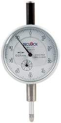 Teclock - 10mm Range, 0-100 Dial Reading, 0.01" Graduation Dial Drop Indicator - 2-11/64" Dial, 1" Range per Revolution, 0.015" Accuracy, Revolution Counter - USA Tool & Supply