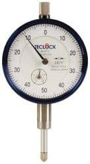 Teclock - 1/2" Range, 0-50-0 Dial Reading, 0.001" Graduation Dial Drop Indicator - 2-11/64" Dial, 0.1" Range per Revolution, 0.0009" Accuracy, Revolution Counter - USA Tool & Supply