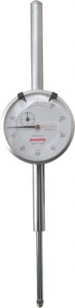Peacock - 2" Range, 0-100 Dial Reading, 0.001" Graduation Dial Drop Indicator - 2-3/64" Dial, 0.005" Accuracy, Revolution Counter - USA Tool & Supply