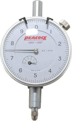 Peacock - 0.05" Range, 0-10 Dial Reading, 0.0001" Graduation Dial Drop Indicator - 2-3/64" Dial, 0.0003" Accuracy, Revolution Counter - USA Tool & Supply