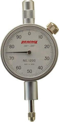 Peacock - 0.2" Range, 0-100 Dial Reading, 0.001" Graduation Dial Drop Indicator - 1-37/64" Dial, 0.001" Accuracy - USA Tool & Supply