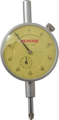 Peacock - 10mm Range, 0-100 Dial Reading, 0.01mm Graduation Dial Drop Indicator - 2-3/64" Dial, Revolution Counter - USA Tool & Supply