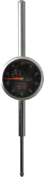 Peacock - 2" Range, 0-100 Dial Reading, 0.001" Graduation Dial Drop Indicator - 2-3/64" Dial, 0.005" Accuracy, Revolution Counter - USA Tool & Supply