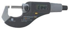 TESA Brown & Sharpe - 3 to 4 Inch Range, 0.0001 Inch Resolution, Standard Throat, IP54 Electronic Outside Micrometer - 0.0002 Inch Accuracy, Carbide Face, Data Output, Includes Plastic Case - USA Tool & Supply